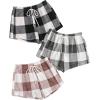 imageVerdusa Womens 3 Pack Fuzzy Buffalo Plaid Pajama Shorts Tie Front Elastic Waist Cute Sleep Lounge Pj ShortsMulticolor