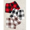 imageVerdusa Womens 3 Pack Fuzzy Buffalo Plaid Pajama Shorts Tie Front Elastic Waist Cute Sleep Lounge Pj ShortsRed Multi