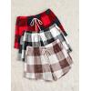 imageVerdusa Womens 3 Pack Fuzzy Buffalo Plaid Pajama Shorts Tie Front Elastic Waist Cute Sleep Lounge Pj ShortsRed Multi