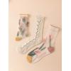 imageVerdusa Womens 3 Pairs Sheer Mesh Socks Floral Thin SocksWhite Pink