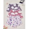 imageVerdusa Womens 3 Pieces Fuzzy Pajama Cartoon Graphic Flannel Sleep Shorts Pj Lounge BottomsMulticolor