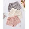 imageVerdusa Womens 3 Pieces Fuzzy Pajama Cartoon Graphic Flannel Sleep Shorts Pj Lounge BottomsPink Beige