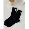 imageVerdusa Womens 4 Pairs Mid Calf Socks Crew Socks with BowBlack White Grey