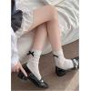 imageVerdusa Womens 4 Pairs Mid Calf Socks Crew Socks with BowBlack White Grey