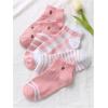 imageVerdusa Womens 5 Pairs Cartoon Embroidered Ribbed Cute Crew SocksPink