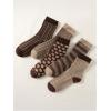 imageVerdusa Womens 5 Pairs Retro Plaid Floral Crew Socks Casual Soft Socks5 Packs Floral Brown
