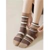 imageVerdusa Womens 5 Pairs Retro Plaid Floral Crew Socks Casual Soft SocksBrown and Beige