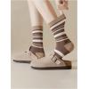 imageVerdusa Womens 5 Pairs Retro Plaid Floral Crew Socks Casual Soft SocksBrown and Beige
