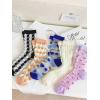 imageVerdusa Womens 5 Pairs Sheer Socks Mesh Crew Socks Transparent See Through Tulle SocksMulticolorheart