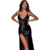 imageVerdusa Womens Backless Lace Trim Nightgown Lingerie Satin Sleeveless Sleep DressBlack