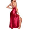 imageVerdusa Womens Backless Lace Trim Nightgown Lingerie Satin Sleeveless Sleep DressBurgundy