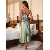 imageVerdusa Womens Backless Lace Trim Nightgown Lingerie Satin Sleeveless Sleep DressGreen