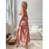 imageVerdusa Womens Backless Lace Trim Nightgown Lingerie Satin Sleeveless Sleep DressLight Pink
