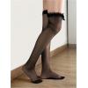 imageVerdusa Womens Bow Thigh High Mesh Stockings Lace Top Sheer TightsBlack