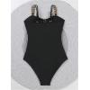 imageVerdusa Womens Cut Out Colorblock One Piece Swimsuit Ruched Swimwear Bathing SuitBlack