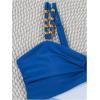 imageVerdusa Womens Cut Out Colorblock One Piece Swimsuit Ruched Swimwear Bathing SuitBlue