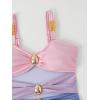 imageVerdusa Womens Cut Out Colorblock One Piece Swimsuit Ruched Swimwear Bathing SuitBlue and Pink