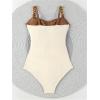 imageVerdusa Womens Cut Out Colorblock One Piece Swimsuit Ruched Swimwear Bathing SuitBrown Beige