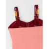 imageVerdusa Womens Cut Out Colorblock One Piece Swimsuit Ruched Swimwear Bathing SuitRed Multicolored