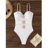 imageVerdusa Womens Cut Out Colorblock One Piece Swimsuit Ruched Swimwear Bathing SuitWhite
