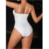 imageVerdusa Womens Cut Out Colorblock One Piece Swimsuit Ruched Swimwear Bathing SuitWhite