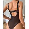 imageVerdusa Womens Cut Out Sheer Mesh Underwire Bodysuit Teddy One Piece LingeriesBlack