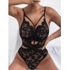 imageVerdusa Womens Deep V Neck Lace One Piece Lace Babydoll Underwire Teddy Bodysuit