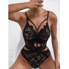 imageVerdusa Womens Deep V Neck Lace One Piece Lace Babydoll Underwire Teddy Bodysuit
