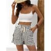 imageVerdusa Womens Drawstring Paperbag Waist Striped Straight Leg ShortsBlack