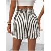 imageVerdusa Womens Drawstring Paperbag Waist Striped Straight Leg ShortsBlack