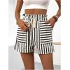 imageVerdusa Womens Drawstring Paperbag Waist Striped Straight Leg ShortsBlack