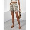 imageVerdusa Womens Drawstring Paperbag Waist Striped Straight Leg ShortsCoffee Brown