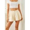 imageVerdusa Womens Elastic High Waist Pleated Wide Leg Shorts with PocketApricot