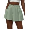 imageVerdusa Womens Elastic High Waist Pleated Wide Leg Shorts with PocketGreen