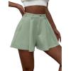imageVerdusa Womens Elastic High Waist Pleated Wide Leg Shorts with PocketGreen