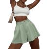 imageVerdusa Womens Elastic High Waist Pleated Wide Leg Shorts with PocketGreen