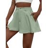 imageVerdusa Womens Elastic High Waist Pleated Wide Leg Shorts with PocketGreen