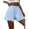 imageVerdusa Womens Elastic High Waist Pleated Wide Leg Shorts with PocketLight Blue