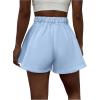 imageVerdusa Womens Elastic High Waist Pleated Wide Leg Shorts with PocketLight Blue