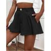 imageVerdusa Womens Elastic High Waist Pleated Wide Leg Shorts with PocketPlaid Black