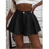 imageVerdusa Womens Elastic High Waist Pleated Wide Leg Shorts with PocketPlaid Black