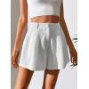 imageVerdusa Womens Elastic High Waist Pleated Wide Leg Shorts with PocketWhite