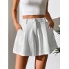 imageVerdusa Womens Elastic High Waist Pleated Wide Leg Shorts with PocketWhite