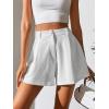 imageVerdusa Womens Elastic High Waist Pleated Wide Leg Shorts with PocketWhite