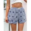 imageVerdusa Womens Floral Embroidery Elastic High Waist Scalloped ShortsBlue