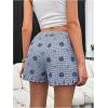 imageVerdusa Womens Floral Embroidery Elastic High Waist Scalloped ShortsBlue