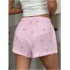 imageVerdusa Womens Floral Embroidery Elastic High Waist Scalloped ShortsPink