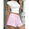 imageVerdusa Womens Floral Embroidery Elastic High Waist Scalloped ShortsPink