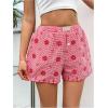 imageVerdusa Womens Floral Embroidery Elastic High Waist Scalloped ShortsRed