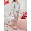 imageVerdusa Womens Fuzzy Fur Trim Satin Pajama Set Button Down Long Sleeve Shirt with PantsChampagne
